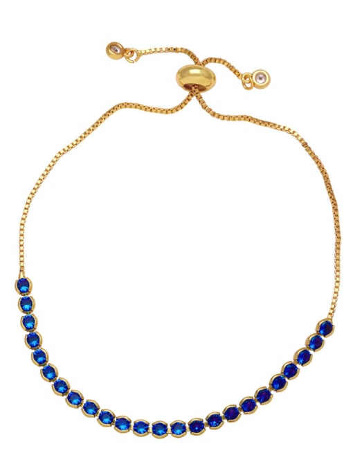 blue Brass Cubic Zirconia Geometric Minimalist Adjustable Bracelet