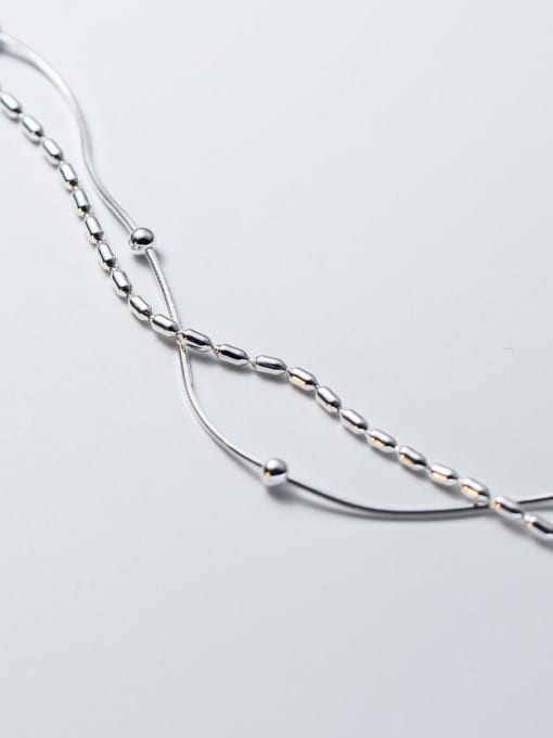 Rosh 925 Sterling Silver  Minimalist Double Layer Chain Anklet 1