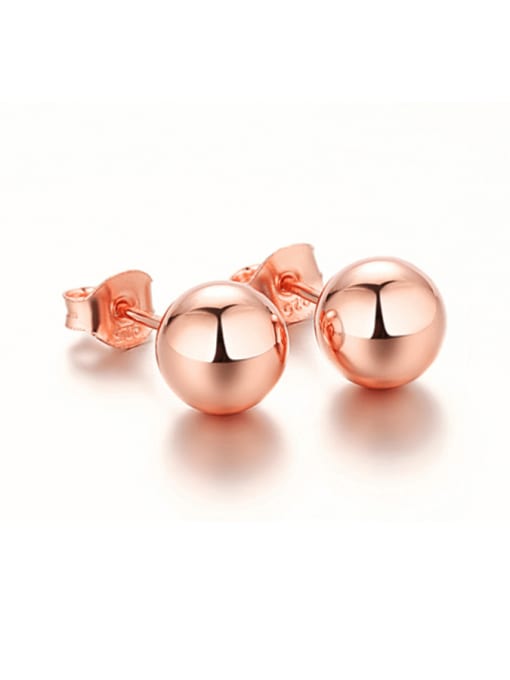 rose gold 925 Sterling Silver Smooth Round  Ball Minimalist Stud Earring