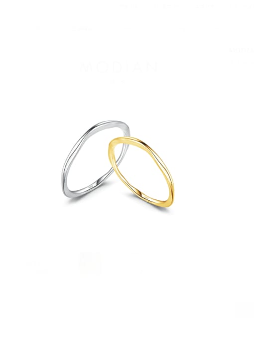 MODN 925 Sterling Silver Geometric Minimalist Band Ring