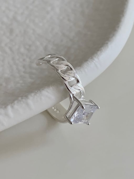 Boomer Cat 925 Sterling Silver Cubic Zirconia Geometric Vintage Band Ring 3