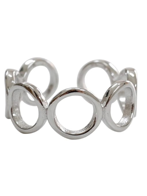 DAKA 925 Sterling Silver Hollow  Round Minimalist  Free Size Band Ring 4