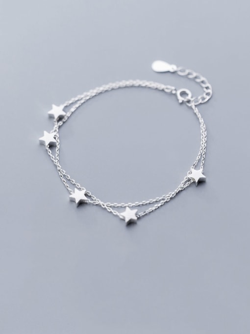 Rosh 925 Sterling Silver Minimalist  Five-pointed star Strand Bracelet