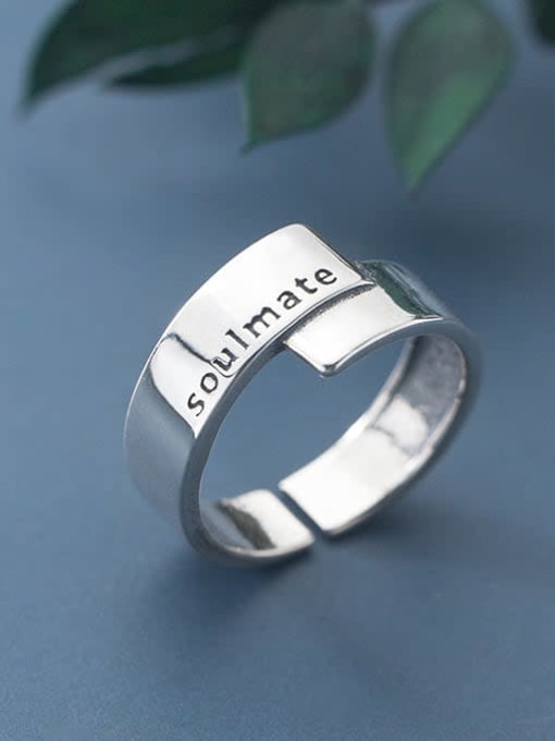Rosh 925 Sterling Silver width  Letter Minimalist free size Ring 2
