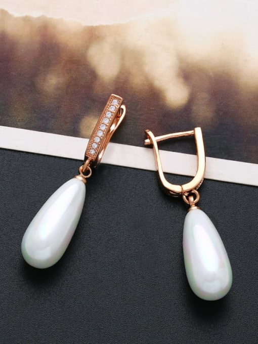 CC Brass Imitation Pearl Water Drop Minimalist Drop Earring 2