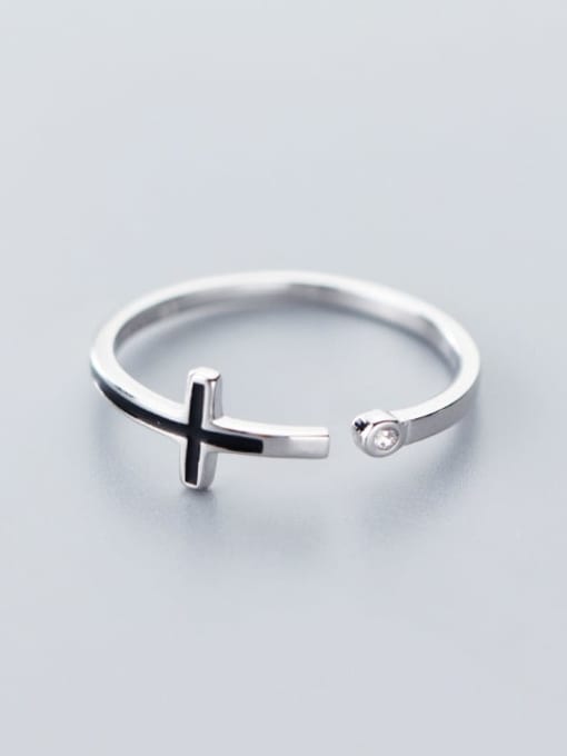 Rosh 925 Sterling Silver  Minimalist  Cross Free Size Ring 1