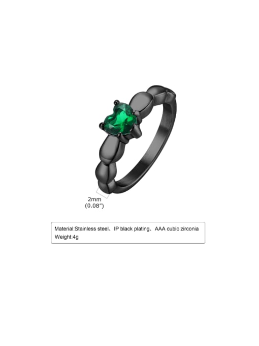 black Stainless steel Cubic Zirconia Heart Hip Hop Band Ring