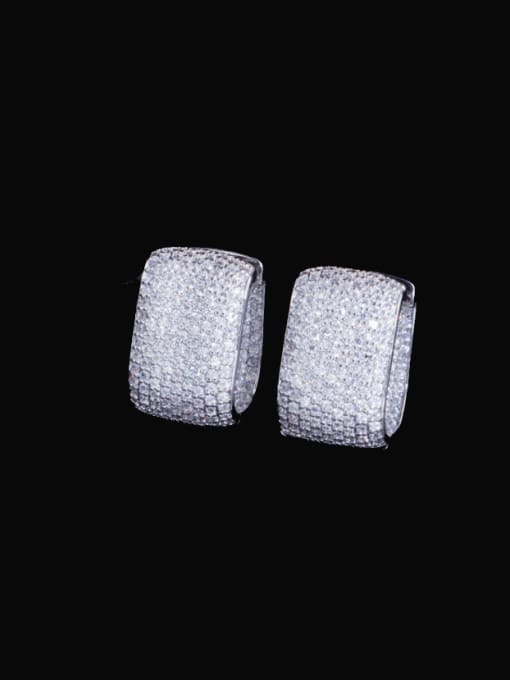 platinum Brass Cubic Zirconia Geometric Statement Cluster Earring