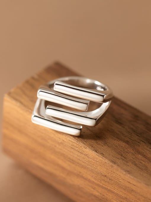 Rosh 925 Sterling Silver Geometric Minimalist Stackable Ring
