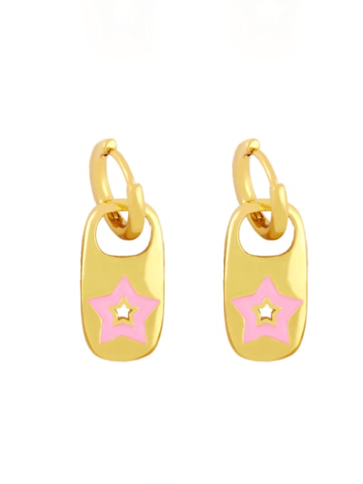 CC Brass Enamel Star Minimalist Huggie Earring 2