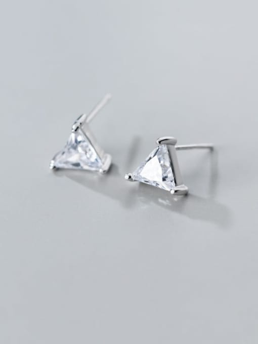 Rosh 925 Sterling Silver Cubic Zirconia  Triangle Minimalist Threader Earring 3