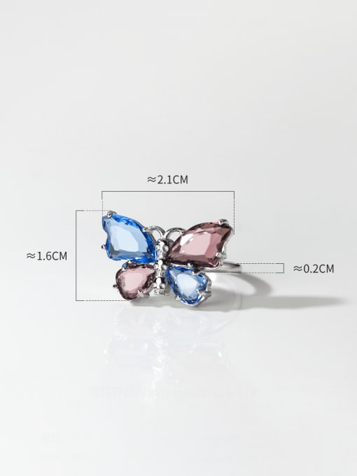 Rosh 925 Sterling Silver Cubic Zirconia Butterfly Minimalist Band Ring 2