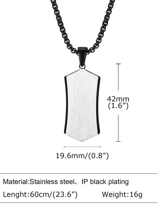 Inter electric black + chain 60cm Stainless steel Geometric Hip Hop Necklace
