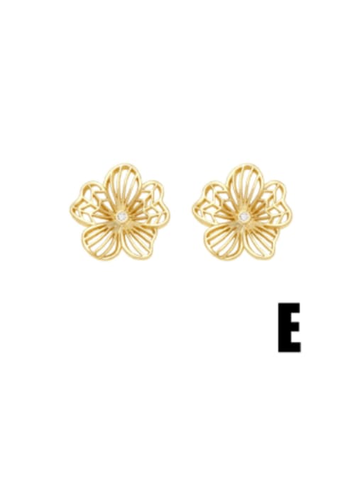 E Brass Cubic Zirconia Animal Minimalist Stud Earring