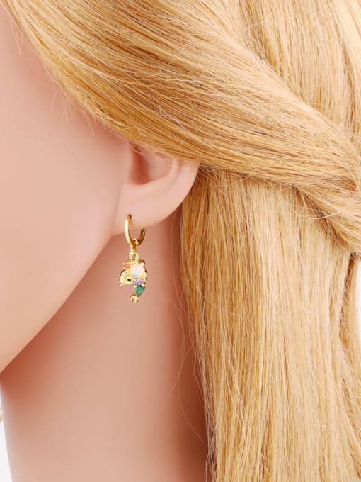 CC Brass Cubic Zirconia Mermaid Cute Huggie Earring 2
