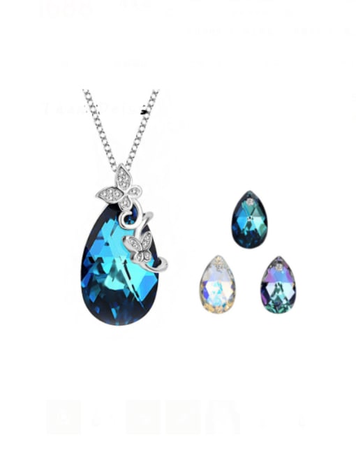 BC-Swarovski Elements 925 Sterling Silver Austrian Crystal Water Drop Classic Necklace