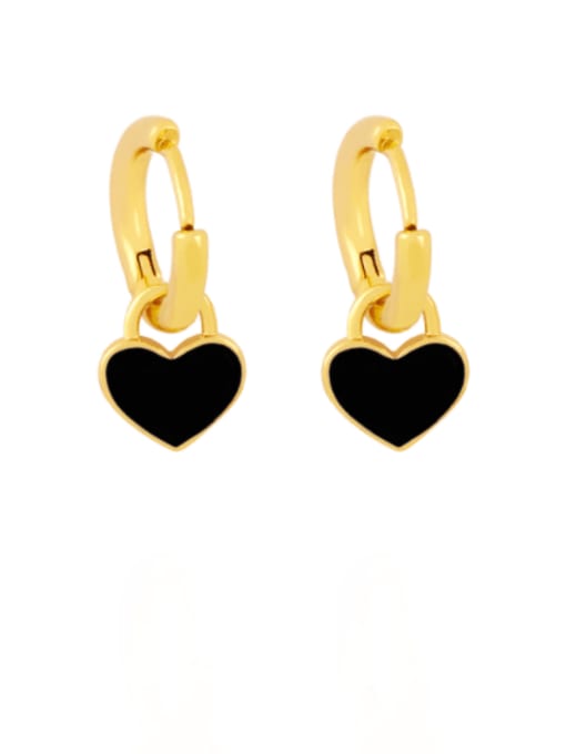 CC Brass Enamel Heart Minimalist Huggie Earring 4