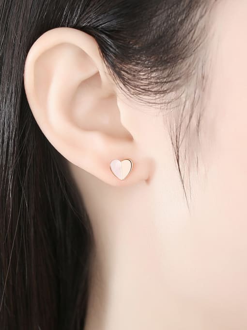 CCUI 925 Sterling Silver Shell Heart Minimalist Stud Earring 1