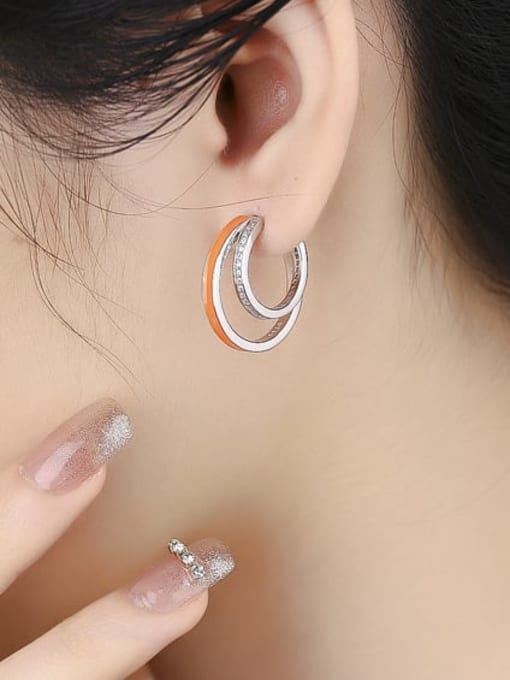 KDP-Silver 925 Sterling Silver Enamel Geometric Minimalist Stud Earring 1