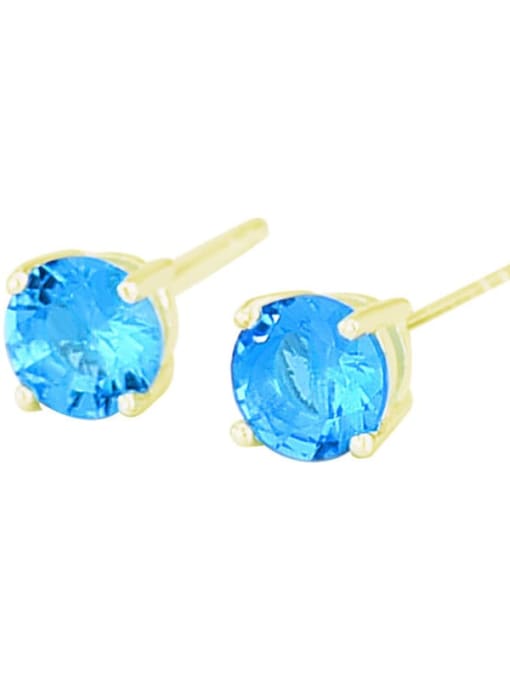 Sea blue gold 925 Sterling Silver Cubic Zirconia Geometric Minimalist Stud Earring