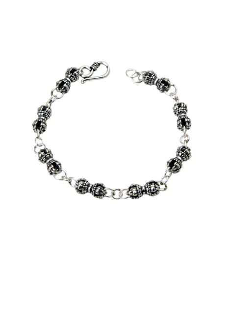 SHUI Vintage Sterling Silver With Simple Retro Hollow Chain Bracelets