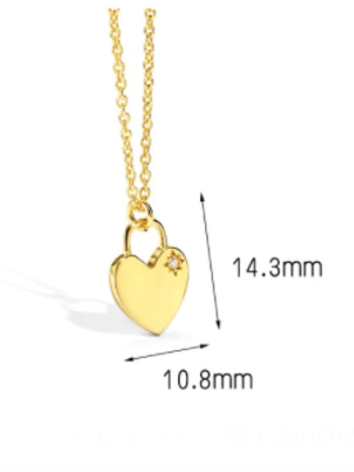 CHARME Brass Rhinestone Heart Minimalist Necklace 2