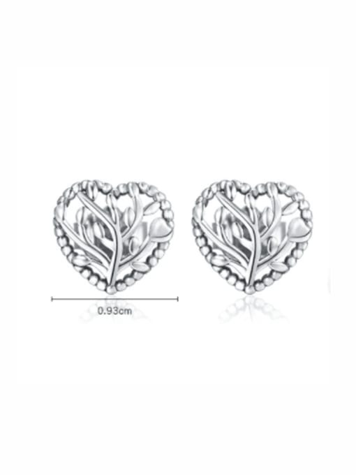 MODN 925 Sterling Silver Heart Vintage Stud Earring 1