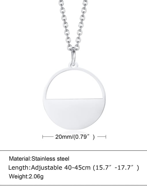 Steel color Titanium Steel Smooth Geometric Minimalist Necklace