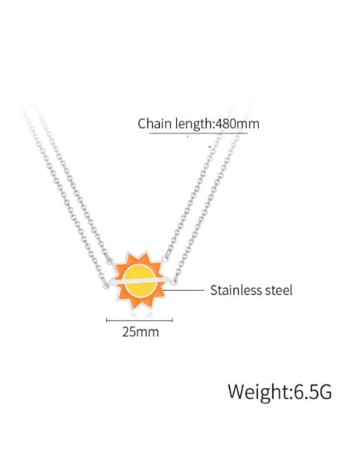 Open Sky Titanium Steel Enamel Sun Minimalist Multi Strand Necklace 3
