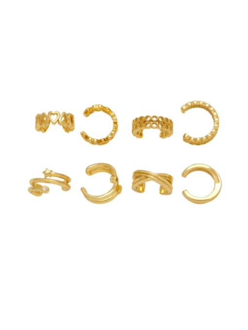 CC Brass Cubic Zirconia Round Hip Hop Clip Earring 0