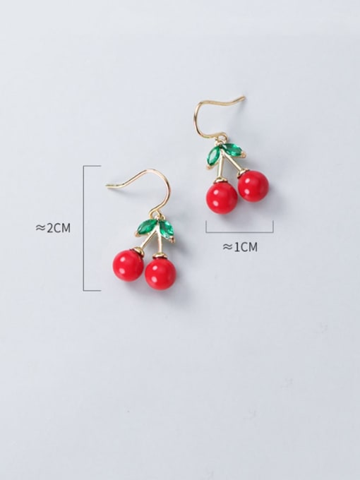 Rosh 925 Sterling Silver Red Enamel Cute Cute golden cherry Drop Earring 2