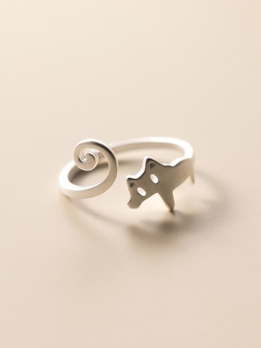 Rosh 925 Sterling Silver Cat Cute Band Ring 2