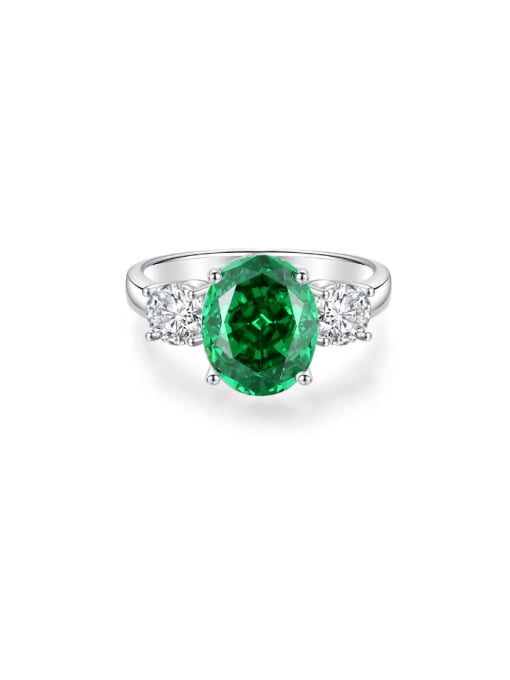 FDJZ 062 Emerald 925 Sterling Silver High Carbon Diamond Geometric Luxury Cocktail Ring