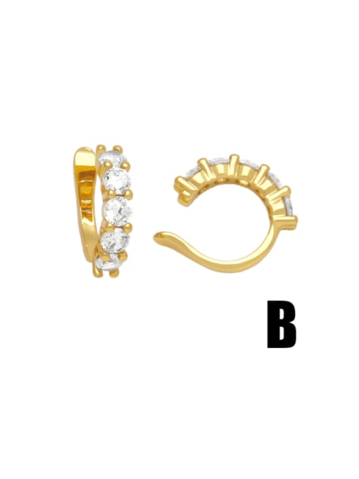 B Brass Cubic Zirconia Cross Hip Hop Clip Earring