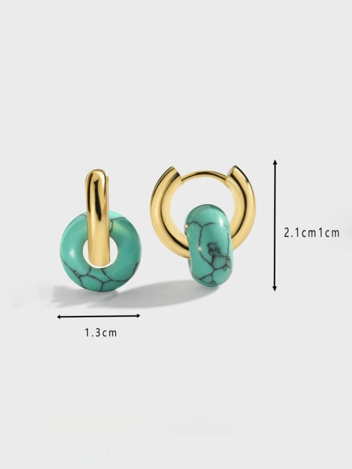 CHARME Brass Turquoise Geometric Vintage Huggie Earring 2