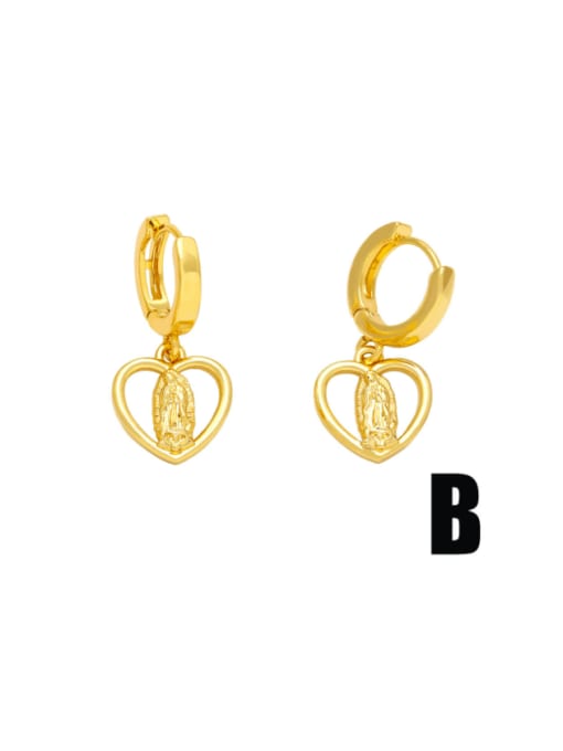 B Brass Enamel Letter Vintage Huggie Earring