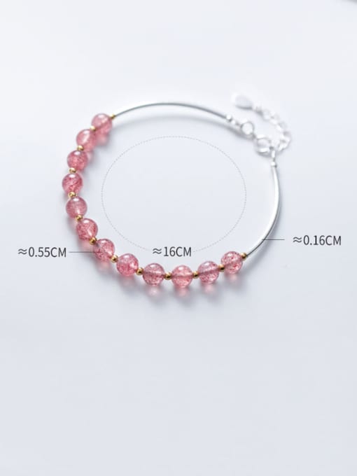 Rosh 925 sterling silver Simple strawberry crystal  bracelet 3