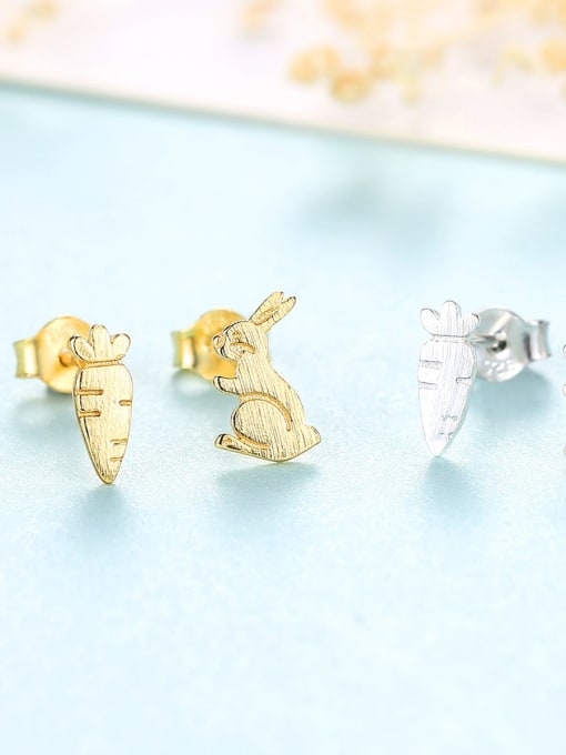 CCUI 925 Sterling Silver  Minimalist  Cartoon  cute bunny radish Stud Earring 2