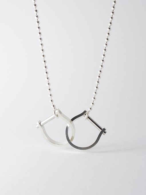 Boomer Cat 925 Sterling Silver Simple and hollow geometric Necklace 2