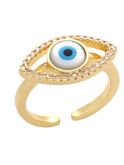 A Brass Cubic Zirconia Evil Eye Minimalist Band Ring