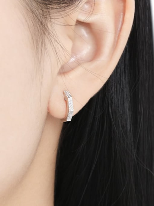 DAKA 925 Sterling Silver Geometric Minimalist Huggie Earring 1