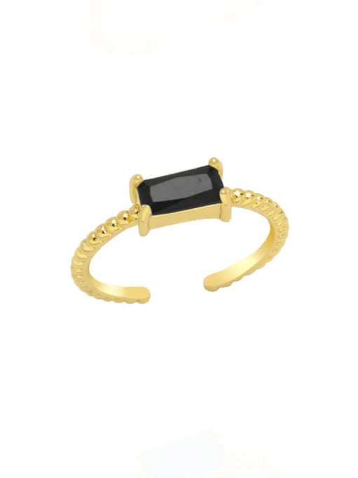 black Brass Cubic Zirconia Geometric Minimalist Band Ring