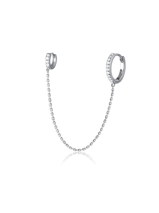 Rosh 925 Sterling Silver Cubic Zirconia Tassel Minimalist Single Earring (Singl) 3