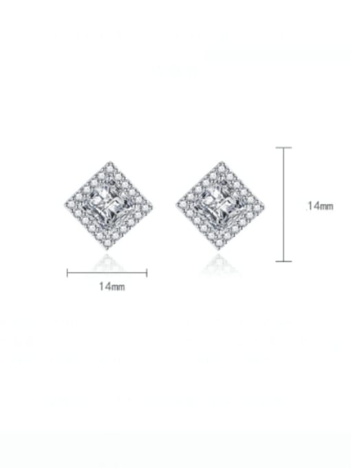 X&S Brass Cubic Zirconia Multi Color Square Minimalist Stud Earring 3