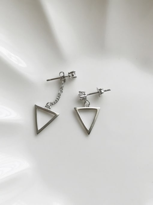 Boomer Cat 925 Sterling Silver Hollow Triangle Minimalist Stud Earring 0