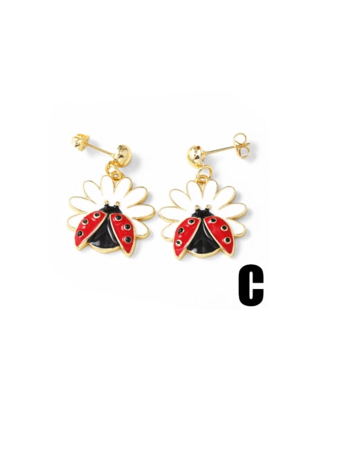 C Brass Enamel Insect Hip Hop Huggie Earring