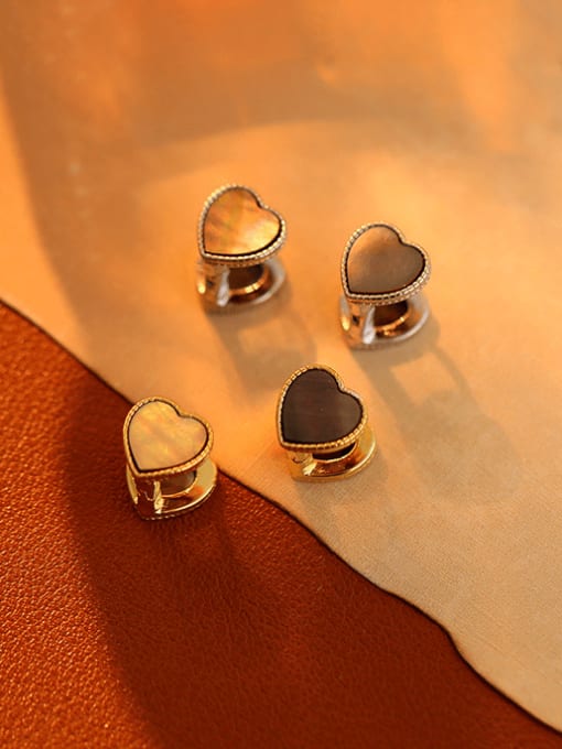 BeiFei Minimalism Silver 925 Sterling Silver Shell Heart Minimalist Stud Earring 2