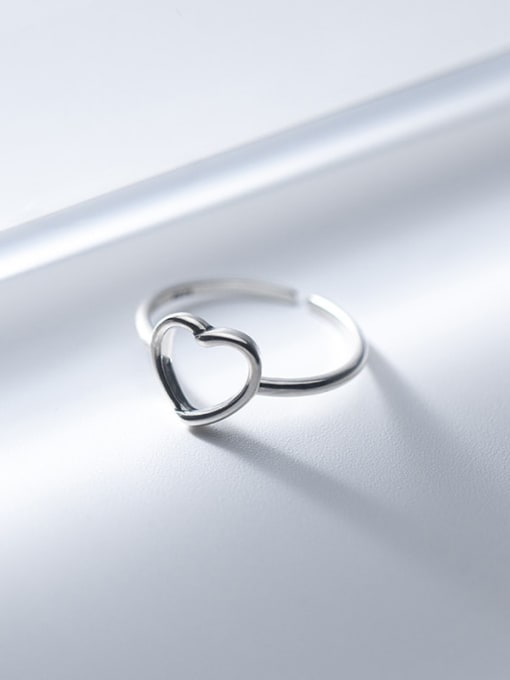 Rosh 925 Sterling Silver Hollow Heart Minimalist Band Ring 3