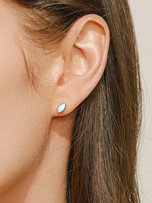 MODN 925 Sterling Silver Opal Geometric Minimalist Stud Earring 1