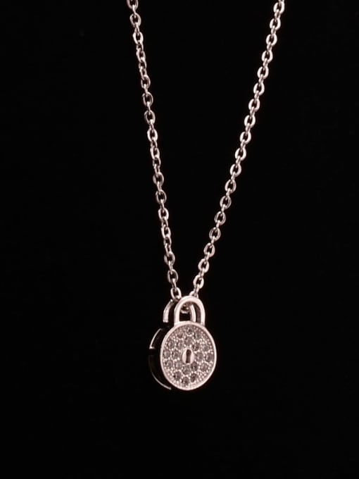 A TEEM 925 Sterling Silver Rhinestone Round Minimalist Necklace 0